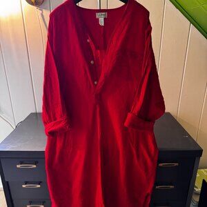 Vintage LL Bean Sleep Night Shirt Red wool/ Cotton USA